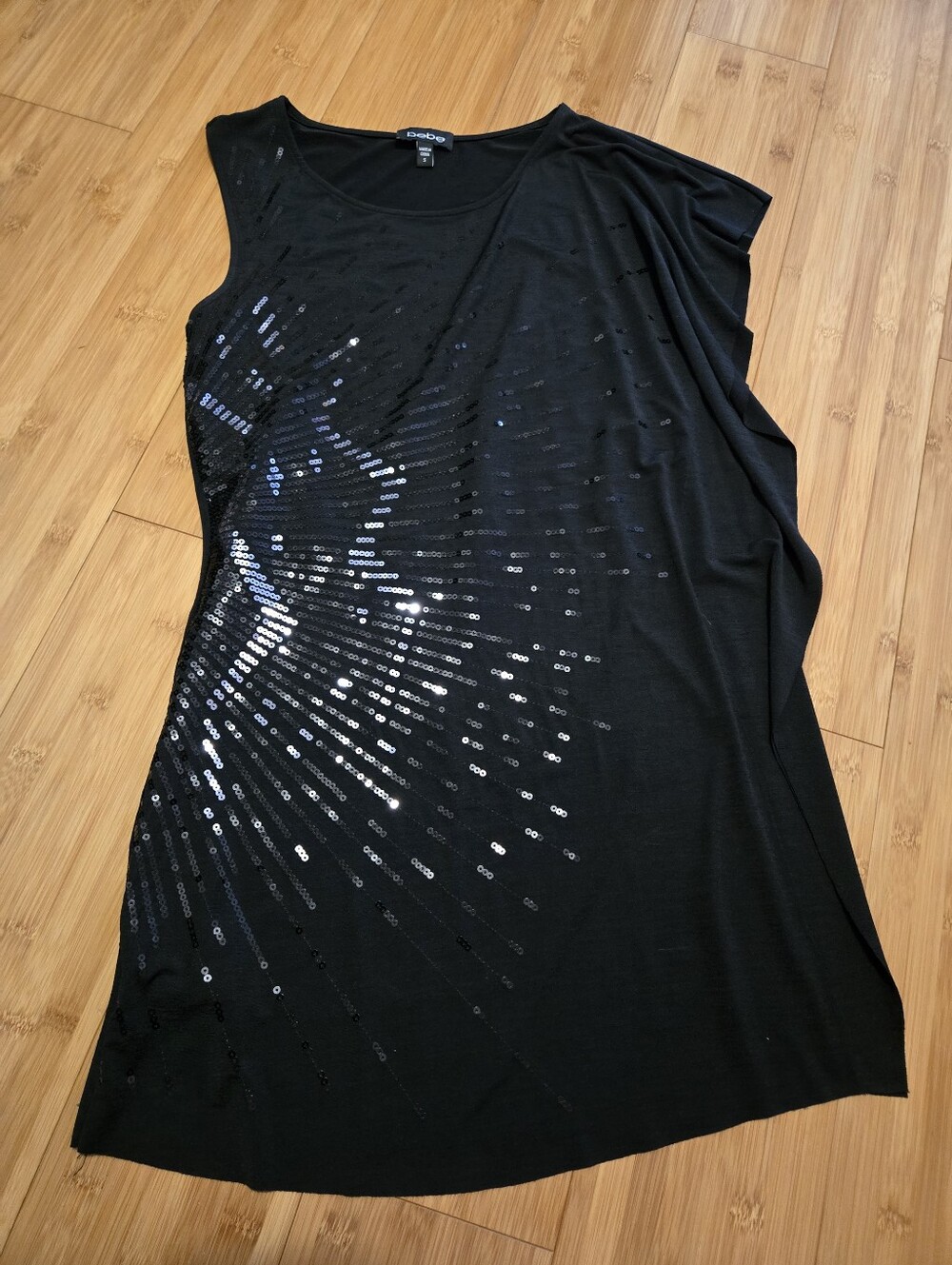Bebe Black Sequin Radiant-Style Sleeveless Mini Dress - S
